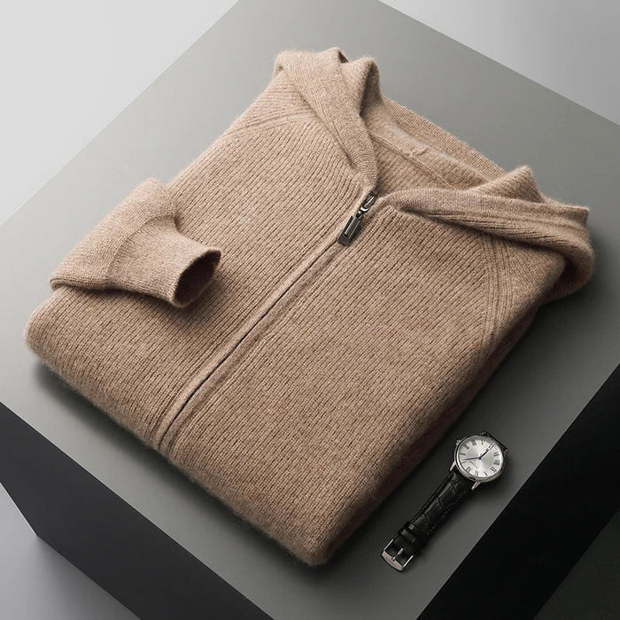 Levoire | Sweatshirt Pour Hommes Avec Capuche Et Fermeture Éclair Pour Un Usage Quotidien Chameau