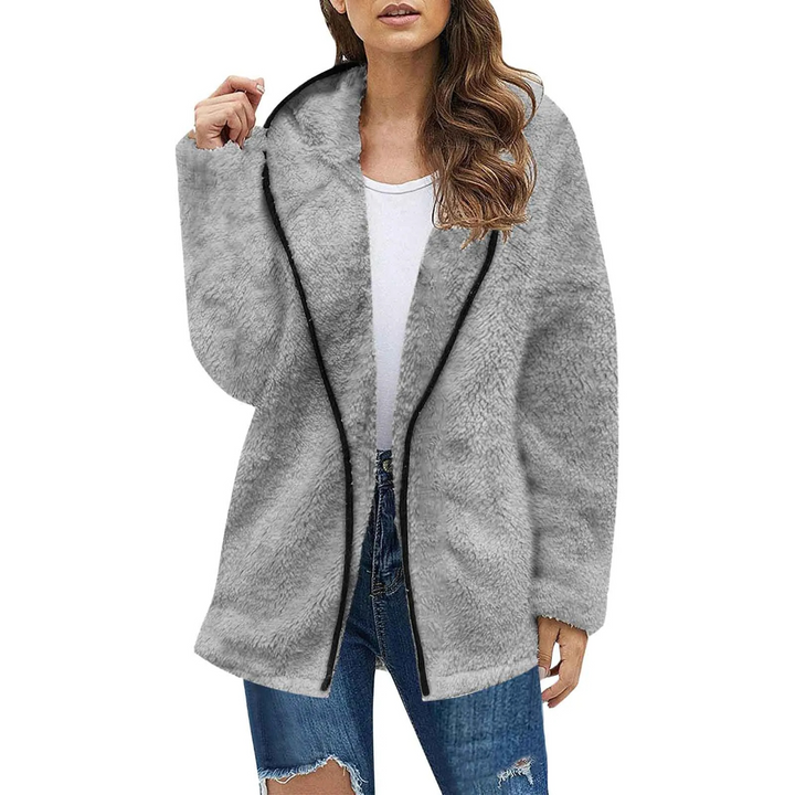 Levoire | Veste en polaire Femme Douce Veste Ouverte Avec Poches Gris foncé