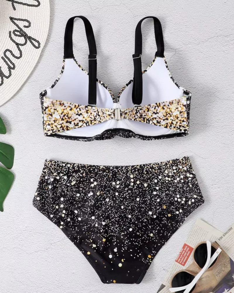 Levoire | Ensemble de bikini deux pièces pour femmes avec taille haute et imprimé de feuilles pour femmes