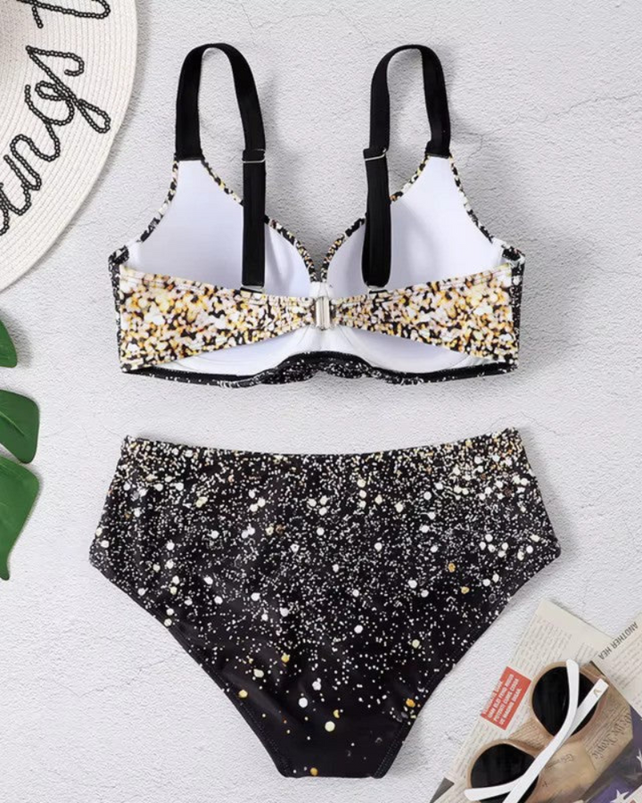 Levoire | Ensemble de bikini deux pièces pour femmes avec taille haute et imprimé de feuilles pour femmes