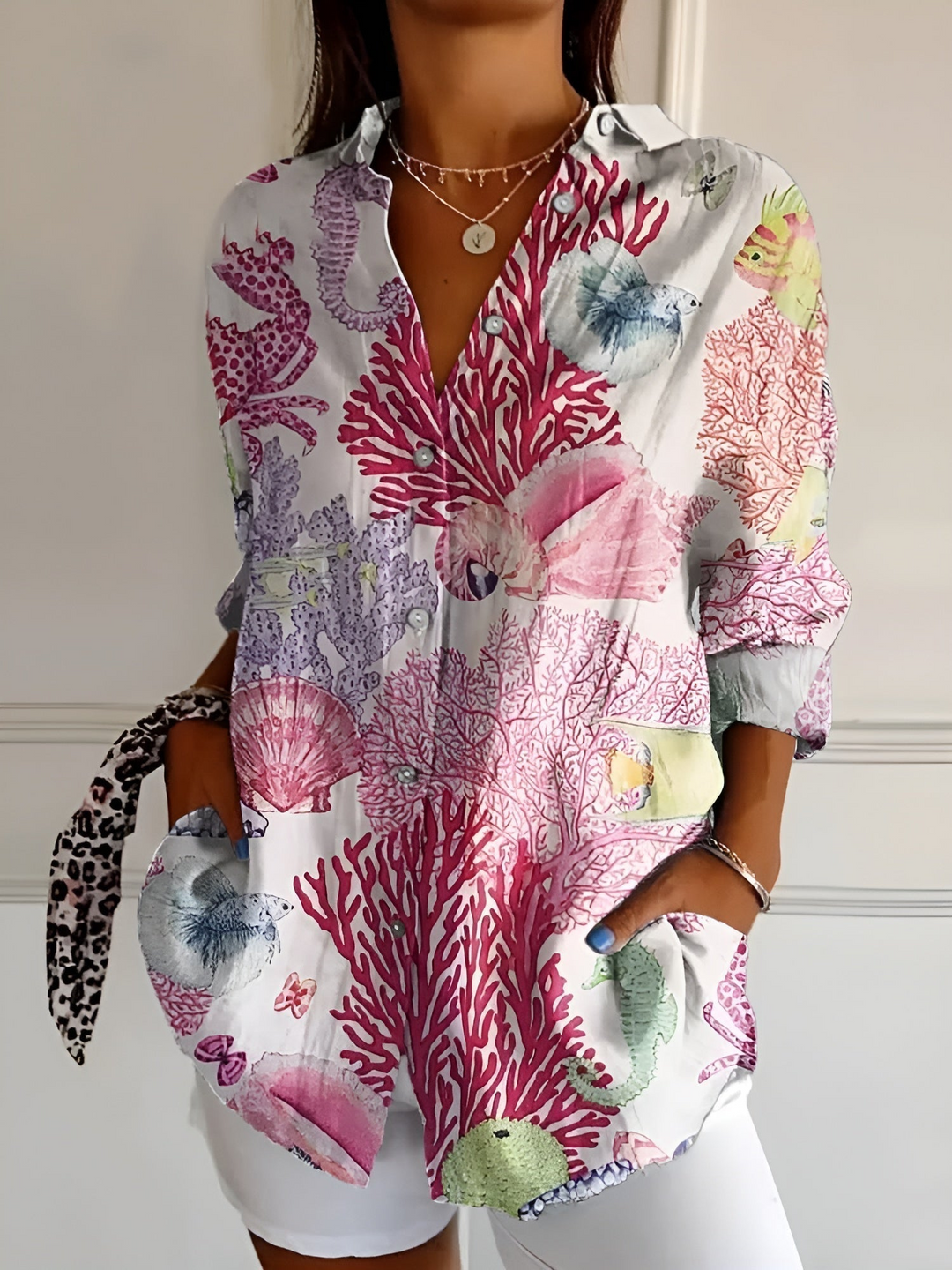 Levoire | Blouse pour femmes Blouse élégante et légère avec des boutons pour femmes Rosa clair