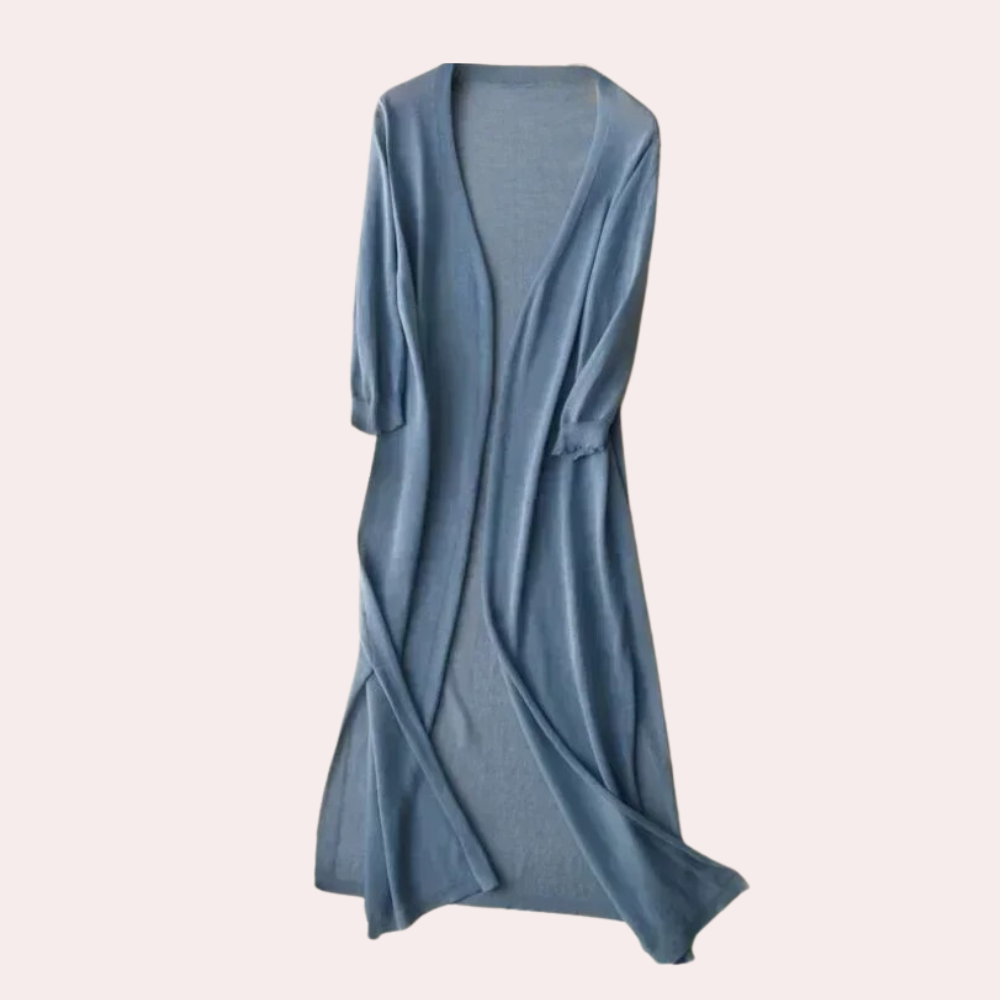 Levoire | Femme Gilet Long Élégant Et Léger Cardigan D'été Pour Femmes Bleu