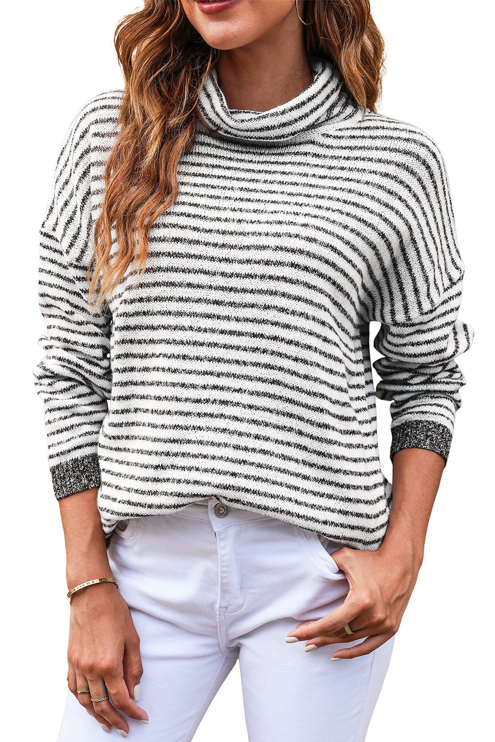 Levoire | Pull Ample Gris Raye, Parfait Pour Les Journees Decontractees