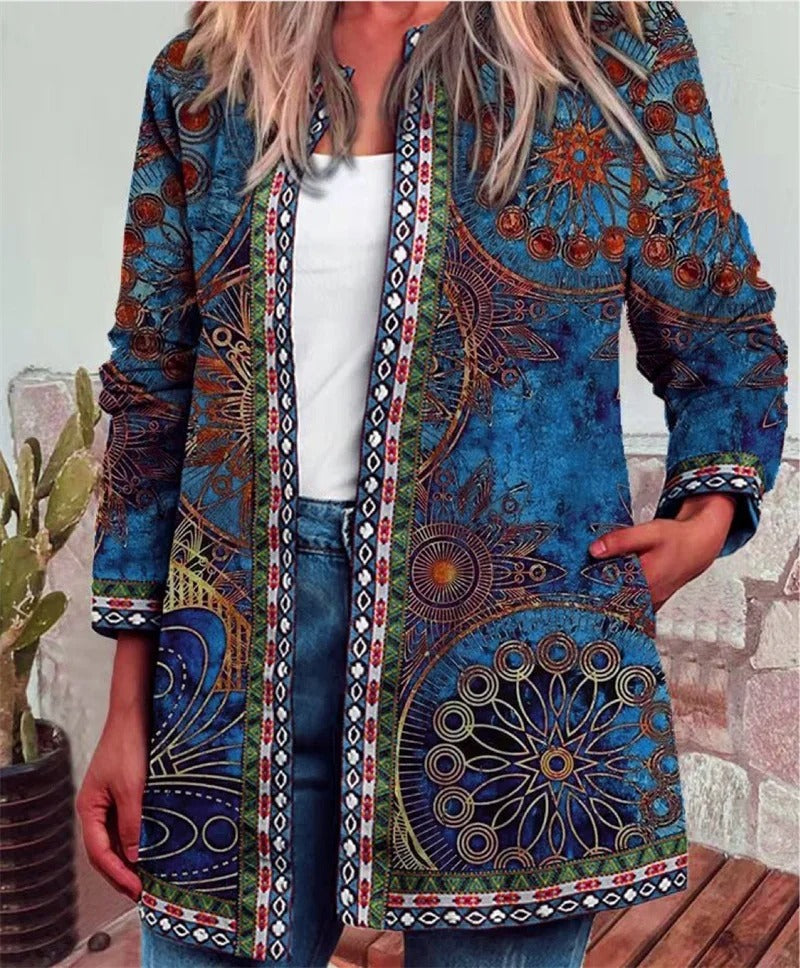 Levoire | Veste Boho Avec Motif Coloré Bleu foncé