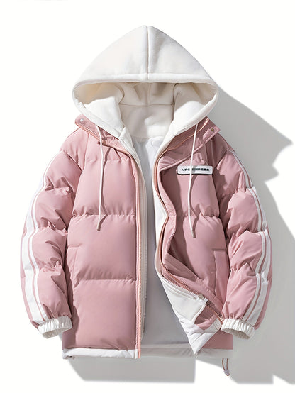 Levoire | Veste Puffer À Manches Longues Avec Capuche, Zip Et Poches Rosa