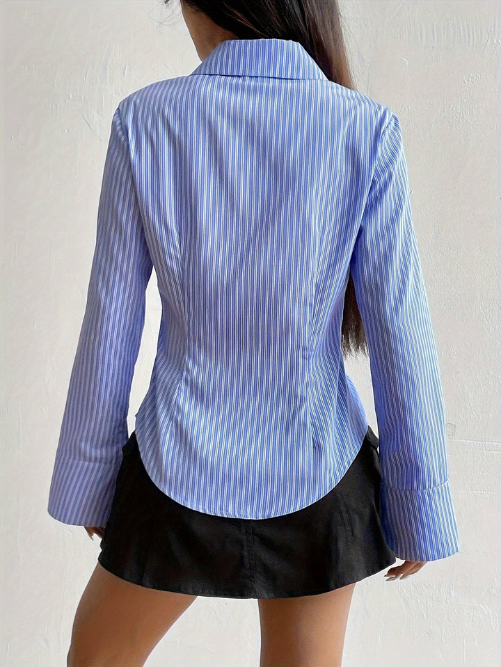 Levoire | Chemise En Polyester Élégante À Manches Longues Et En Col En V