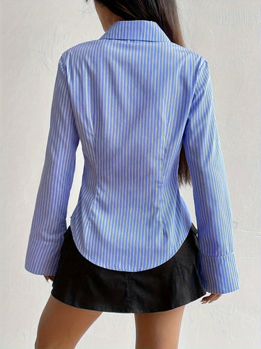 Levoire | Chemise En Polyester Élégante À Manches Longues Et En Col En V