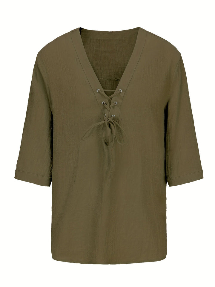 Levoire | T-Shirt V En Coton Respirant Pour Hommes vert olive