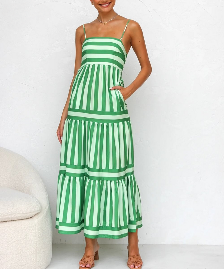 Levoire | Robe Maxi Rayée Vert
