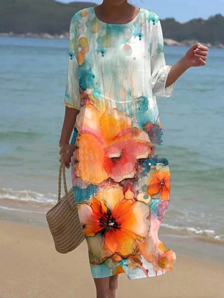Levoire | La Robe À Fleurs Bleu et Orange