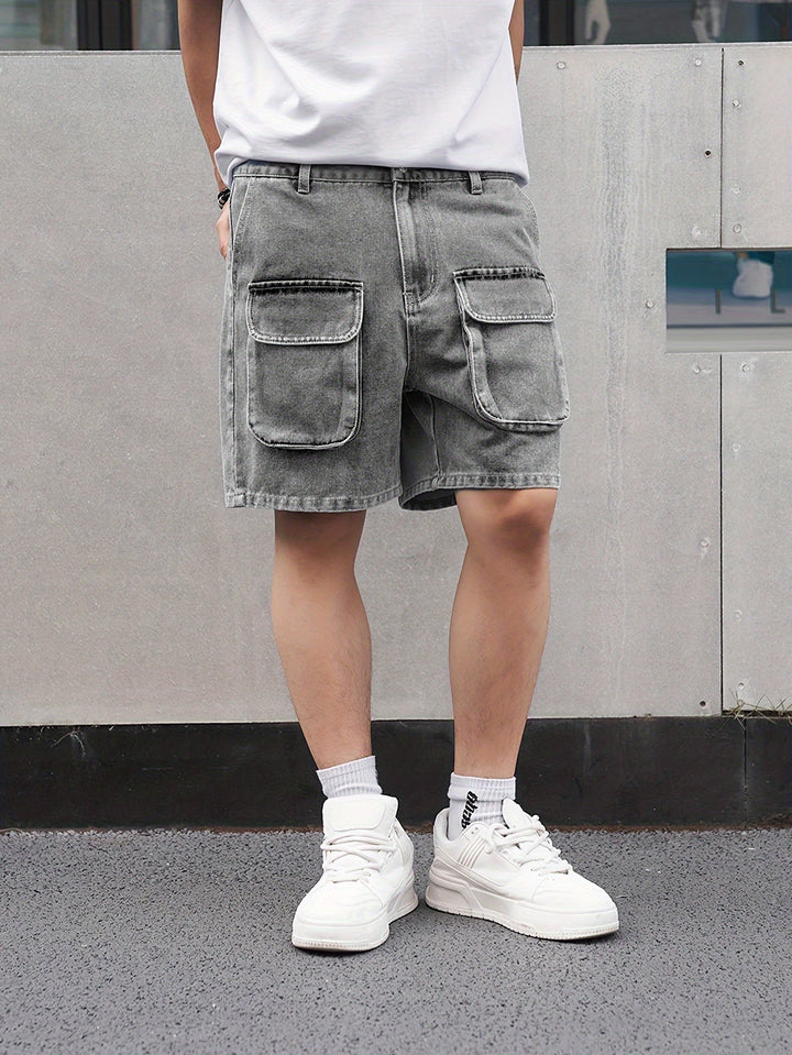 Levoire | Shorts En Denim Pour Hommes Heureux Avec Plusieurs Poches gris
