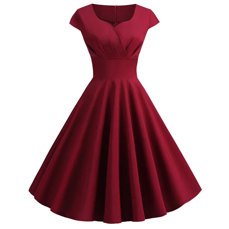 Levoire | Robe À Bascule Vintage Avec Décolleté En V Élégance Froncée Rot