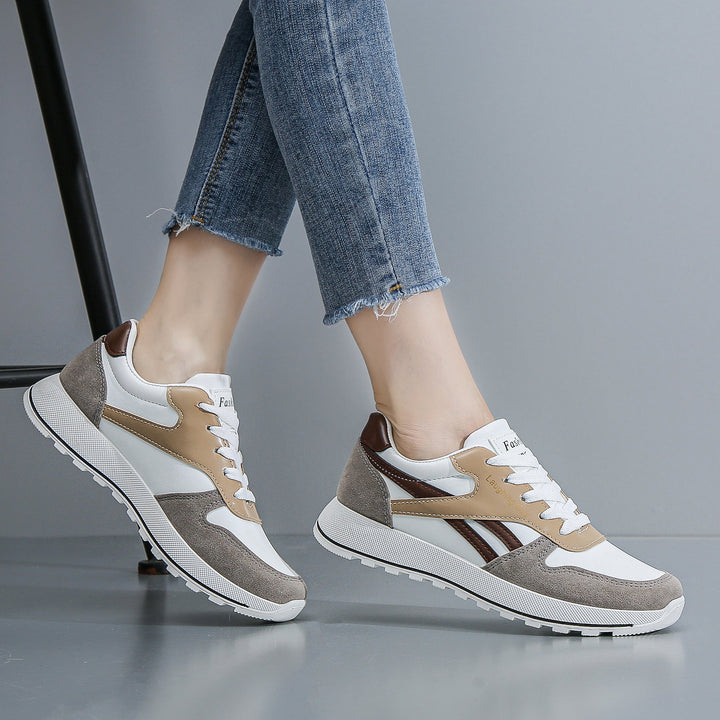 Levoire | Femmes Colorblock Baskets De Loisirs À Lacets G02 Blanc Marron