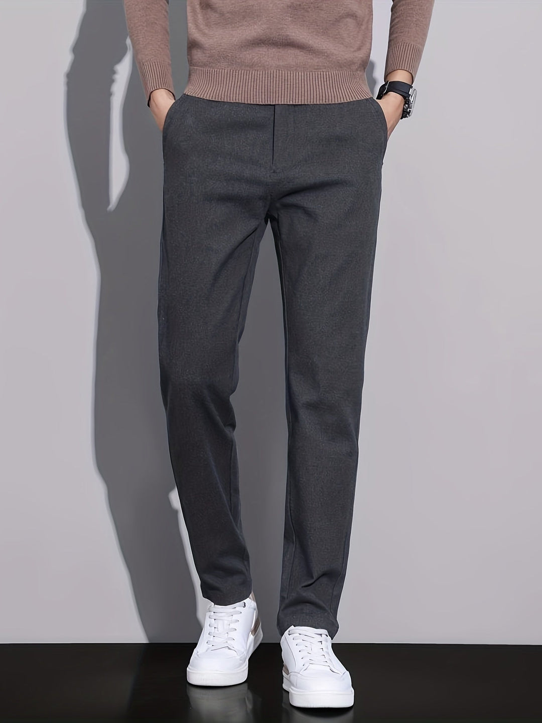 Levoire | Slim Fit Pantalon De Loisirs Pour Hommes En Tissu Respirant Et Élastique Noir