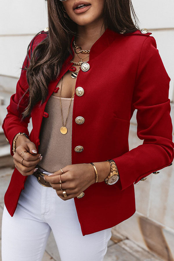 Levoire | Blazer Eleganter Tuplarivinen Blazer Kultaisten Nappien Kanssa Rot