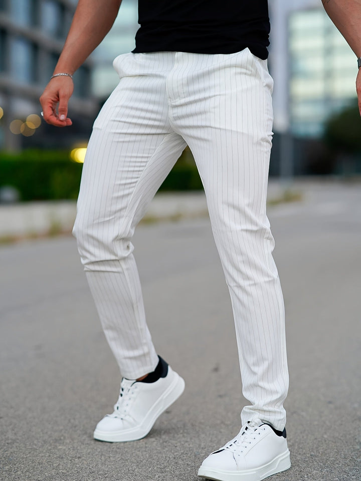 Levoire | Pantalon Slim Fit Rayé Blanc