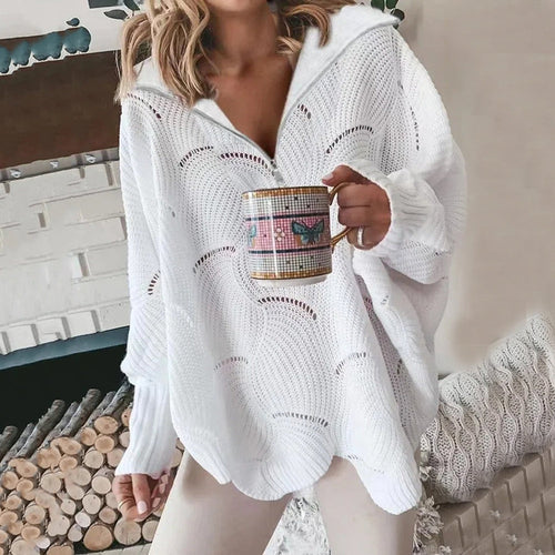 Levoire | Pull Ample Avec Décolleté En V Et Fermeture Éclair Pour Femmes