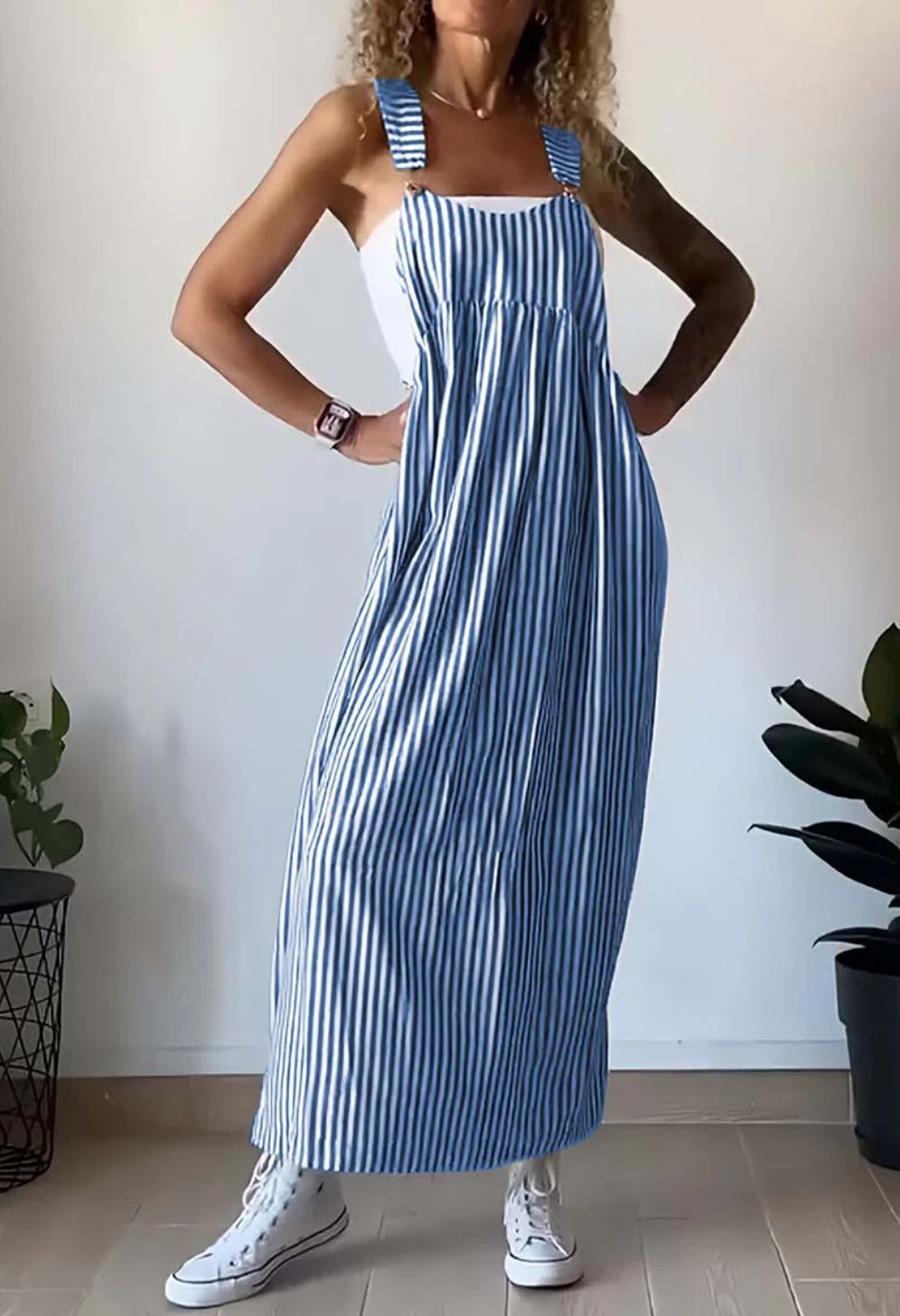 Levoire | Robe Rayée Décontractée Bleu