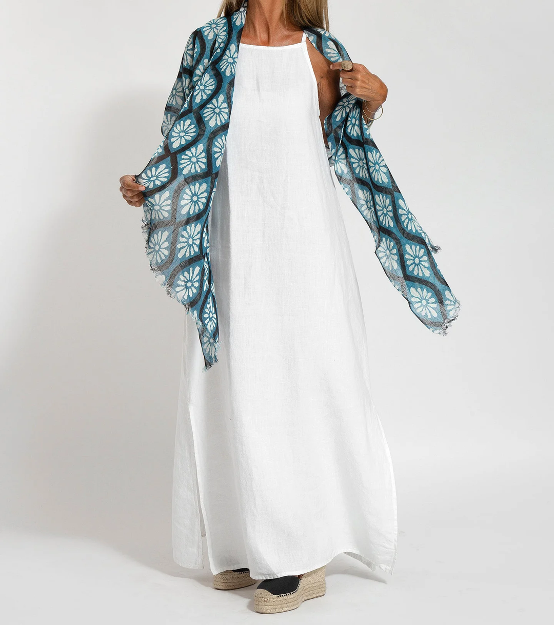 Levoire | Élégante Robe Longue Sans Manches en Coton et lin de Couleur Unie