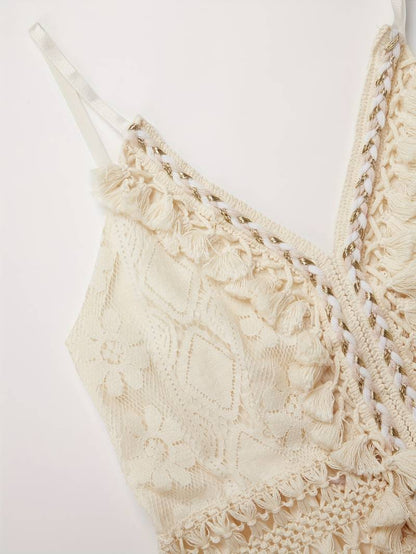 Levoire | Robe Maxi Boho D'Été Avec Bretelles Spaghetti Et Décolleté En V