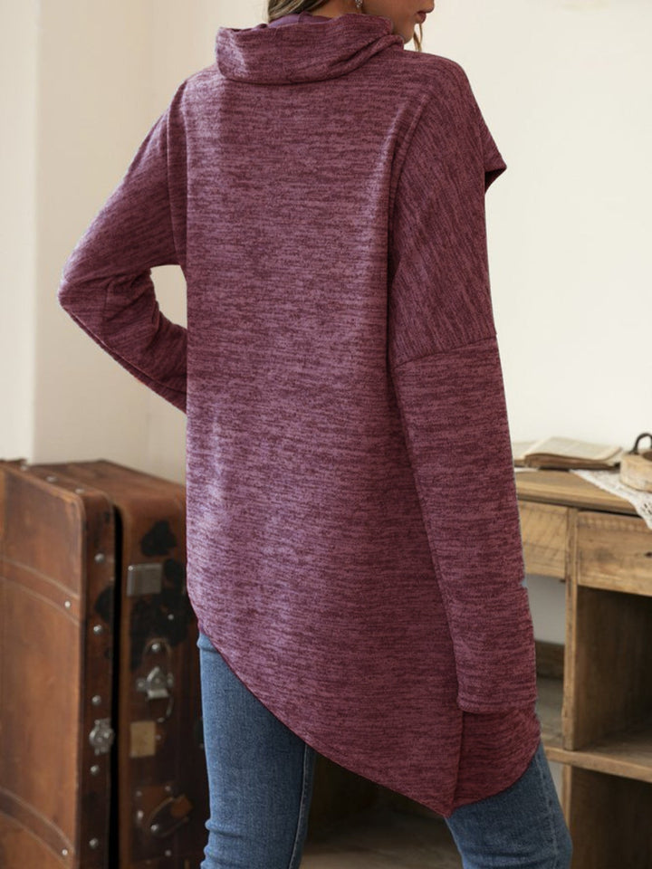 Levoire | Couture asymétrique à capuche col T-shirt à manches longues