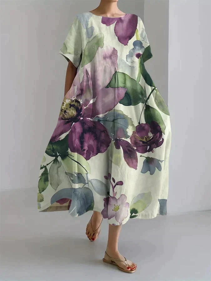 Levoire | Robe ample pour femmes avec motif floral botanique Blanc