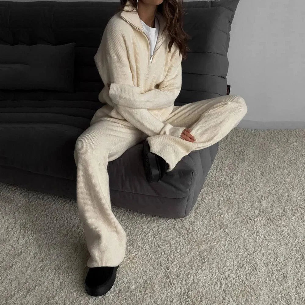 Levoire | Robe en tricot avec revers et fermeture éclair à mi-longueur