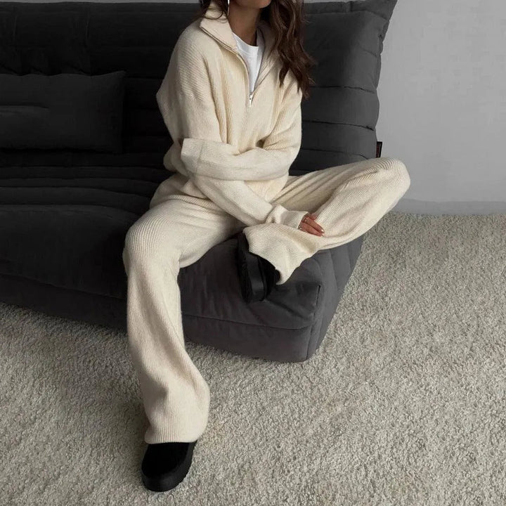 Levoire | Robe en tricot avec revers et fermeture éclair à mi-longueur