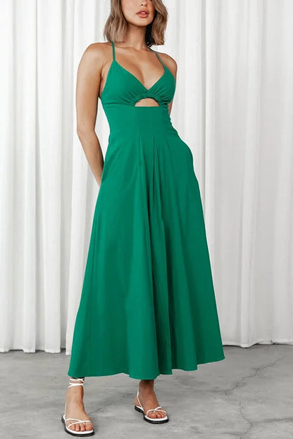 Levoire | Robe longue dos ouvert avec décolleté en V Verde