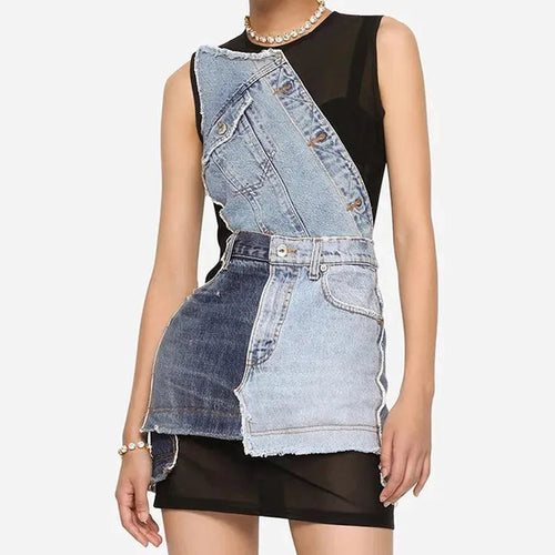 Levoire | Robe Sans Manches En Maille Avec Fermeture Et Détails Jean