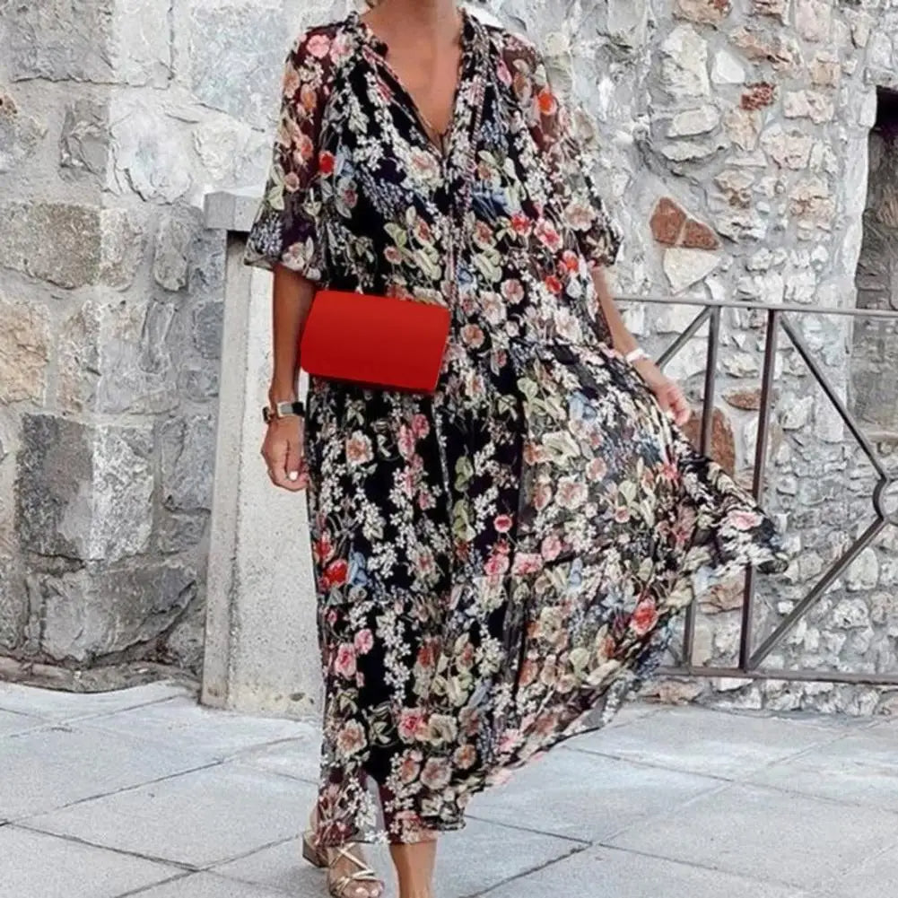 Levoire | Robe Longue À Fleurs Élégante À Manches Longues