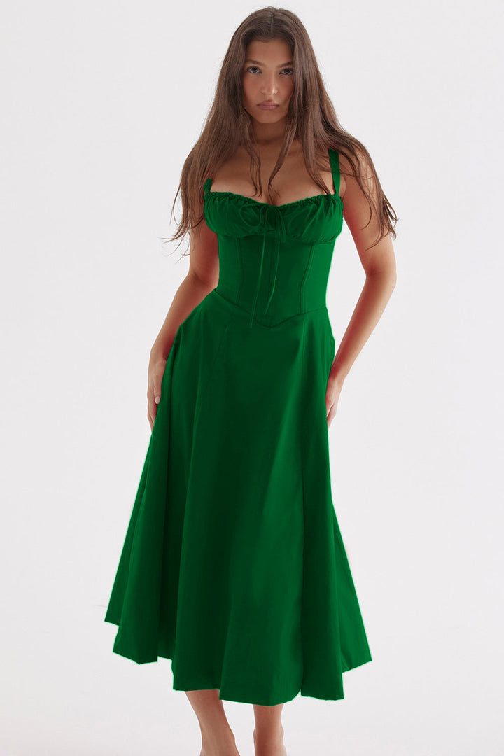 Levoire | Robe fleurie à bretelles pour femmes intemporelle Vert