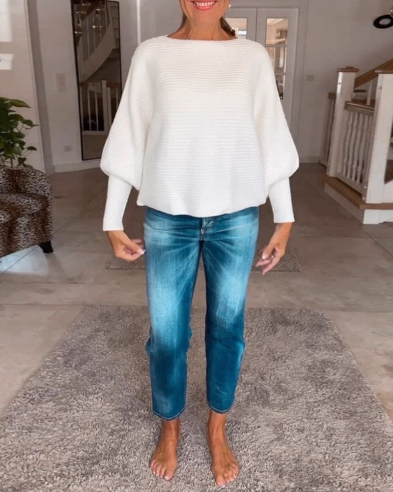 Levoire | Pull Élégant Avec Col Large Et Manches Bouffantes