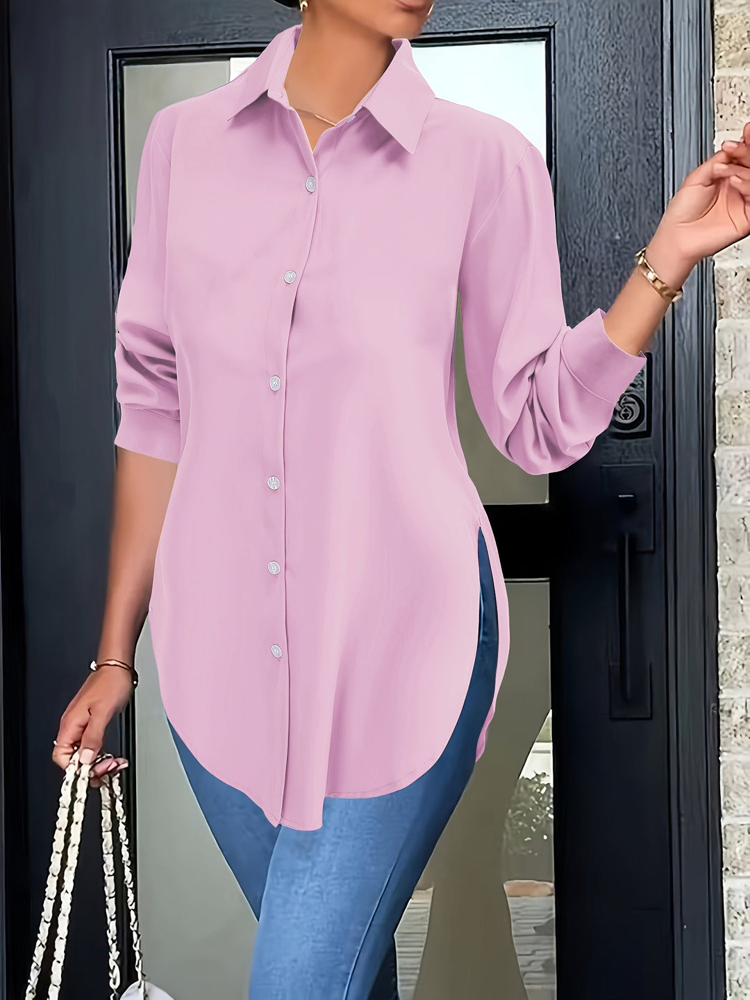 Levoire | Chemise Élégante Avec Boutonnière Divisée Et Manches Longues Couleur rose