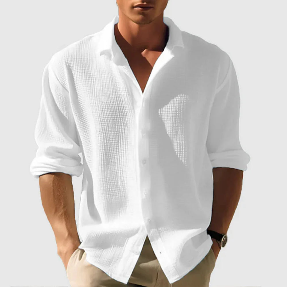 Levoire | Chemise à manches longues avec boutons décontractée Blanc