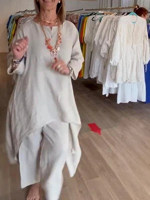 Levoire | Ensemble De Loisirs Unicolore En Lin Pour Femmes Gris