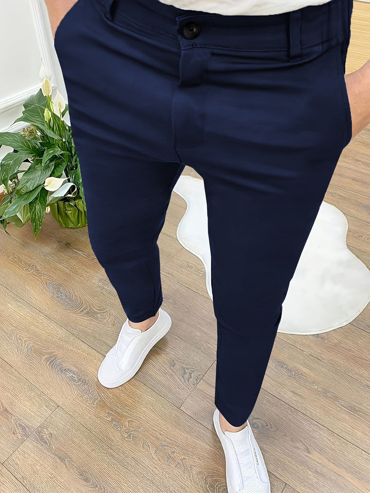 Levoire | Skinny Fit Pantalons Pour Hommes Avec Détails Zippés En Couleur Unie Merimustav