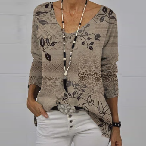 Levoire | Chemise élégante avec imprimé de feuilles Khaki