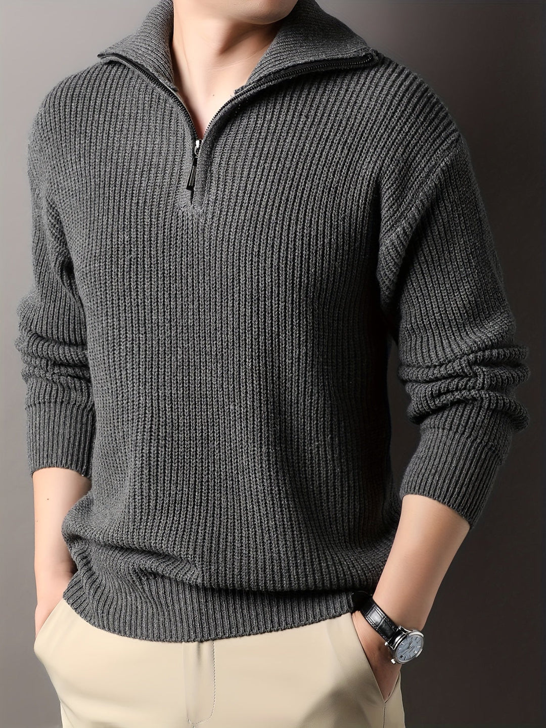 Levoire | Dick Neulepusero Avec Demi-Zip Gris foncé