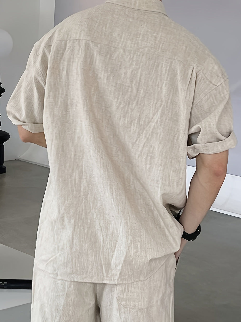 Levoire | T-Shirt En Mélange De Lin Uni À Manches Courtes Et Revers