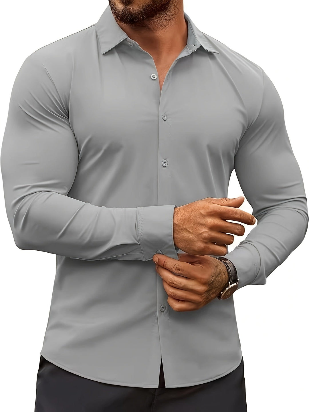 Levoire | Chemise Officielle Pour Homme Unie Avec Revers gris