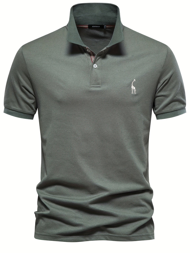 Levoire | Vêtements En Coton Mélangé Uni À Manches Courtes Avec Broderie De Girafe Olive vert 1