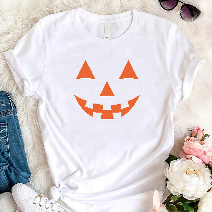 Levoire | Femmes Halloween Citrouille Tête Série T-shirt Blanc