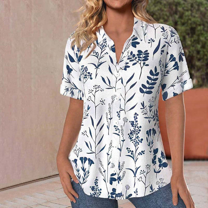 Levoire | Chemisier Décontracté Avec Motif Floral Bleu
