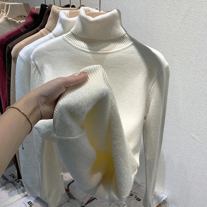 Levoire | Pull en laine polaire à manches longues et col roulé Abricot