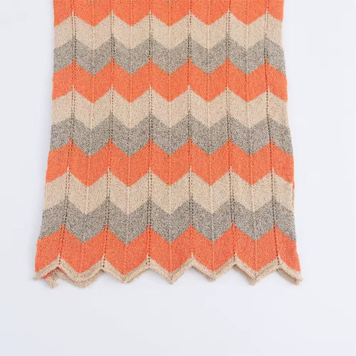 Levoire | Robe Maxi Tricot Avec Motif Zigzag Et Col Montant