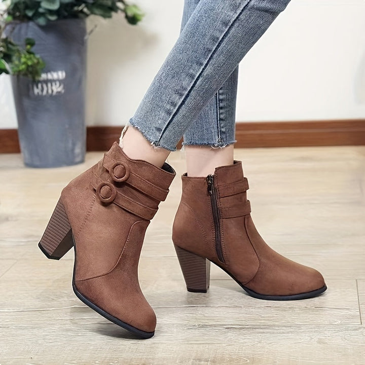 Levoire | Bottes Décontractées Pour Femmes Avec Talon Bloc Marron foncé