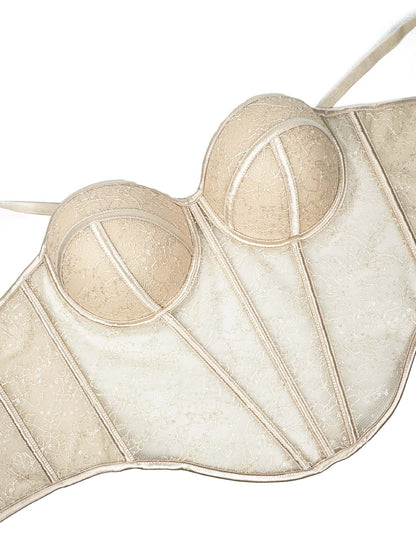 Levoire | Corset en filet transparent avec des détails en dentelle