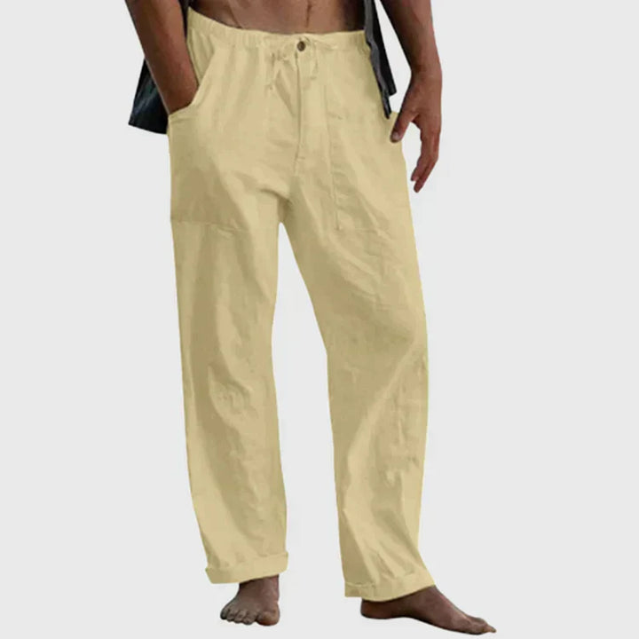 Levoire | Détente Ajustement Pantalons Légers En Lin Pour Hommes Jaune