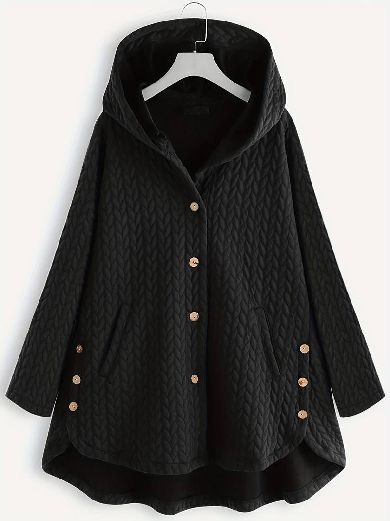 Levoire | Veste À Capuche À Manches Longues Chaude Avec Bouton Noir